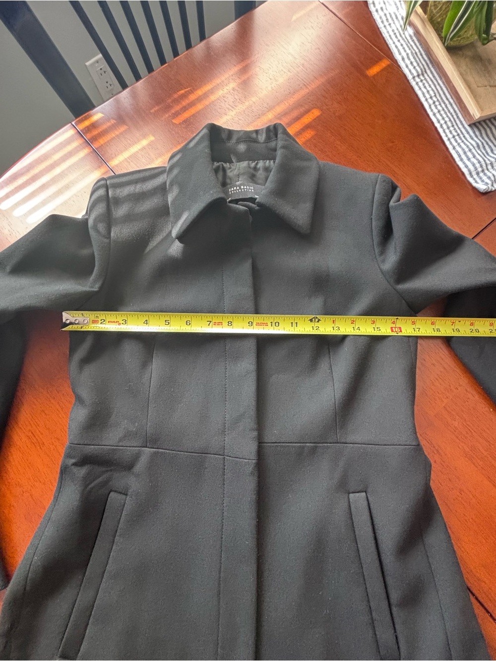 Zara Black Ruffle Cuff Coat sz S - Picture 13 of 14